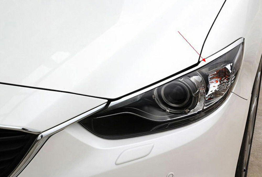 for Mazda 6 Atenza 2013-2015 Chrome Front Headlight Lamp Eyelids Moulding Cover