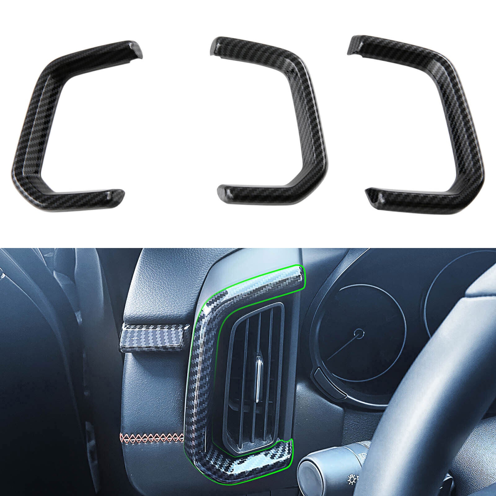 3X Carbon Fiber Look Dashboard side Air Vent Cover Trim for Mazda CX-50 2023-25