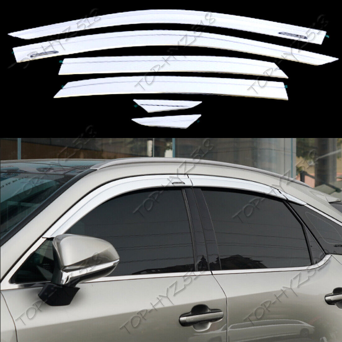 for Lexus RX 350 500h 2023-2024 Chromed Window Visor Vent Sun Rain Guards Covers
