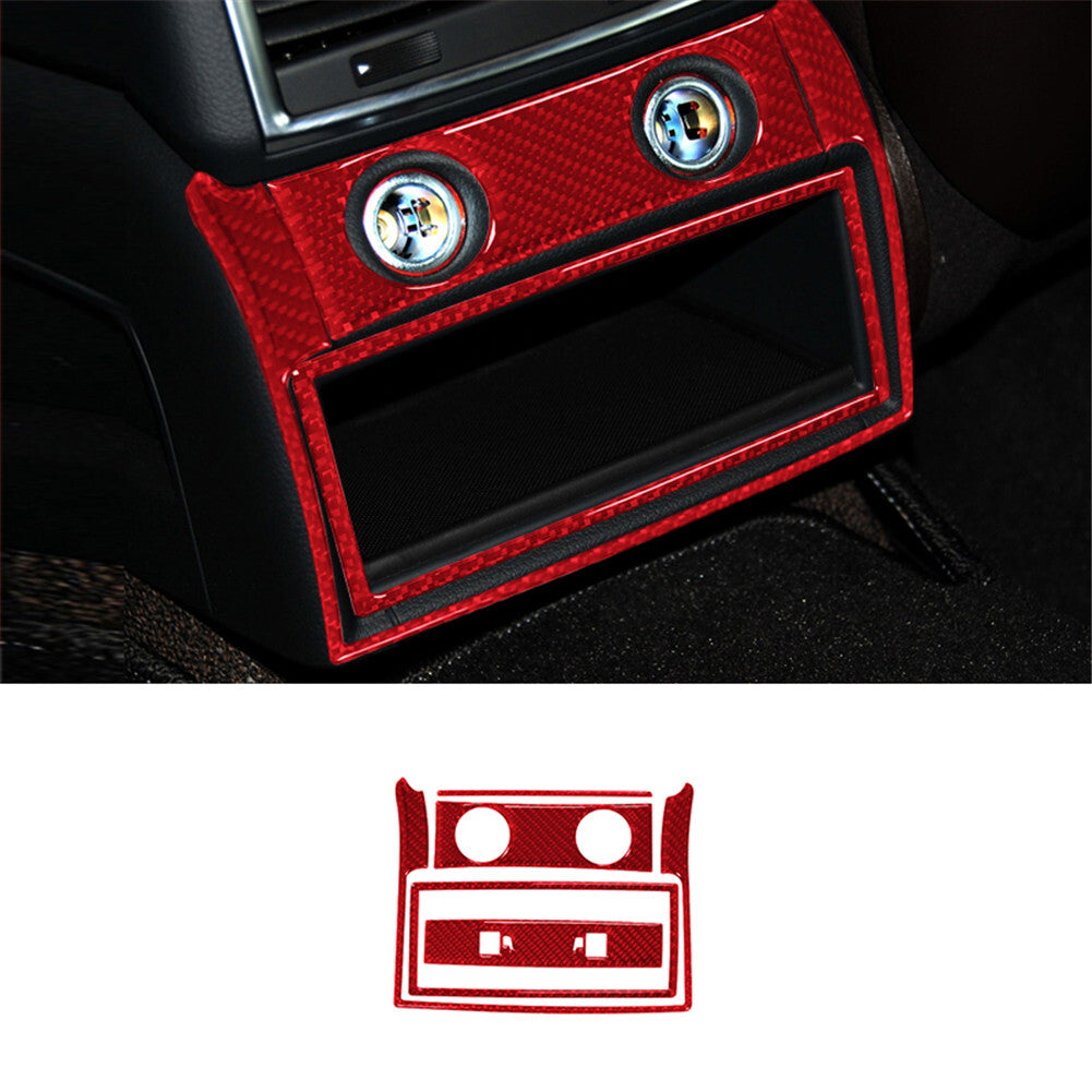 5Pcs Red Carbon Fiber Rear Control Frame Panel Cover Trim for Audi Q7 2007-2015