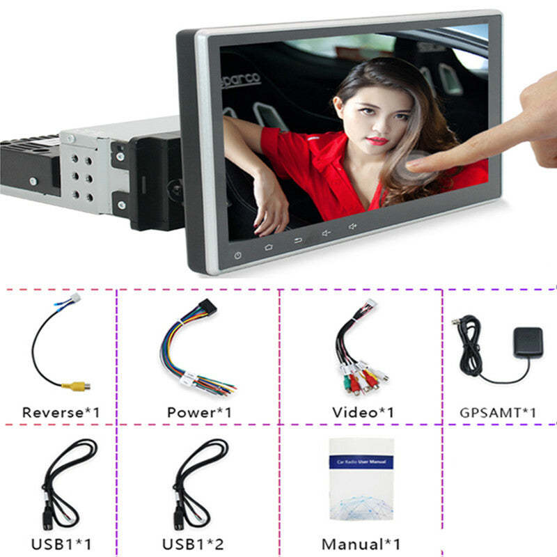 Android 9.1 Adjustable GPS Navigation WiFi 10.1 1Din Stereo MP5 Player FM Radio