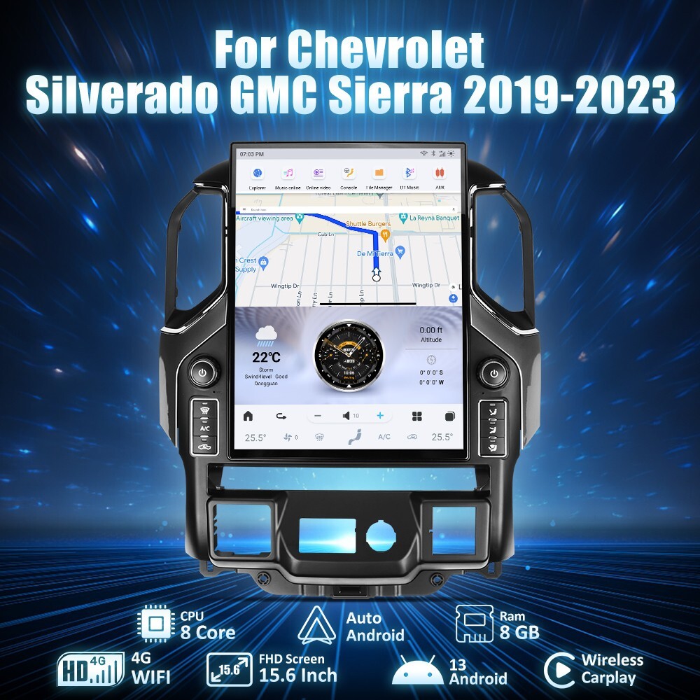 for Chevrolet Silverado 2019-2023 for Smart Android GPS Radio 15.6 Vertical Screen