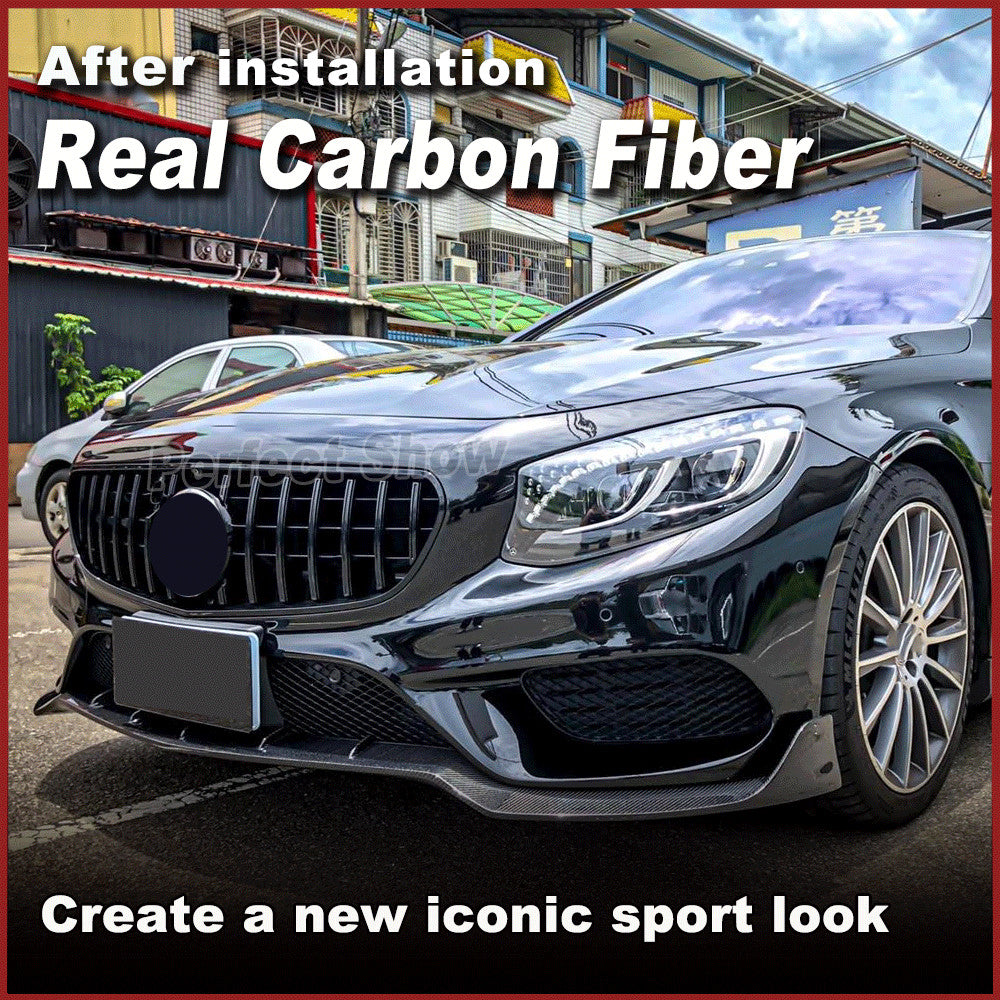 REAL CARBON Front Bumper Lip Chin Fit for Mercedes C217 S500 S550 SPORT Coupe
