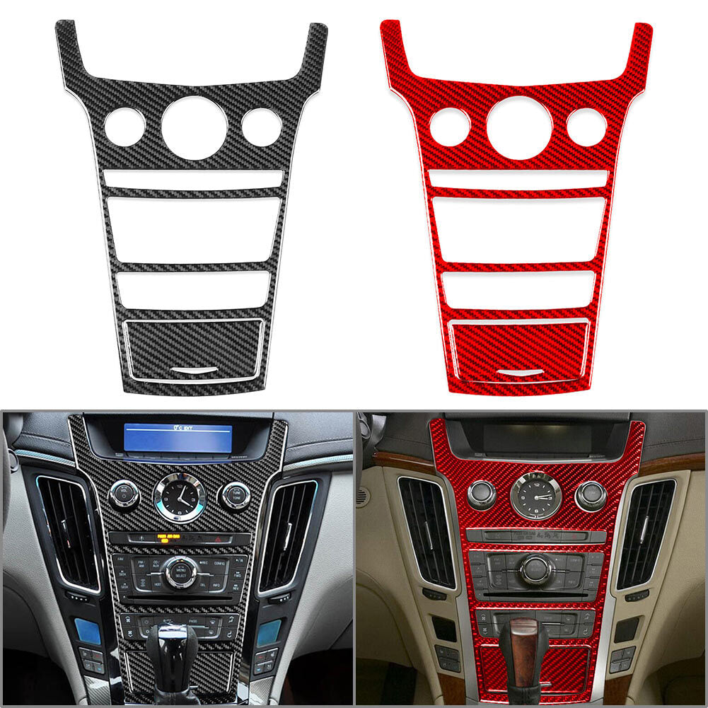 2Pcs Carbon Fiber Central Console Cover Trim for Cadillac CTS 2008-2013