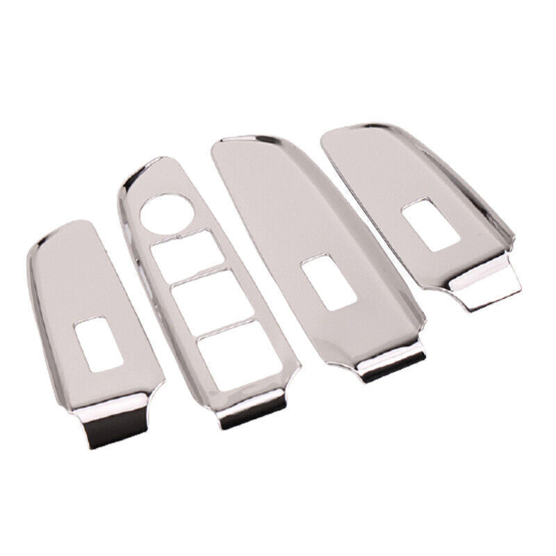 Glass Window Lifting Lock Panel Trim Fit for Kia K3 Forte 2014-2018 Chrome Steel