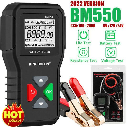 12V/24V Automotive Battery Tester Diagnostic Tool Scanner Analyzer 2000CCA for Toyota