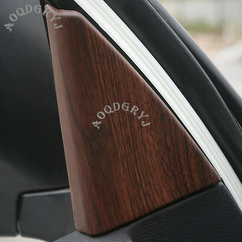 Wood Grain Interior Front Triangle Window Cover Trim for Toyota Prado 2010-2021