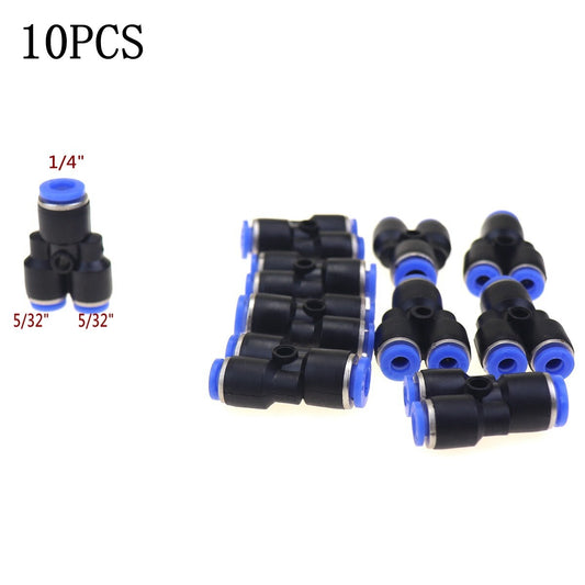 10-piece pack pneumatic reduction Y-joint air pusher 3-way connector tube OD 1/4 to 5/32