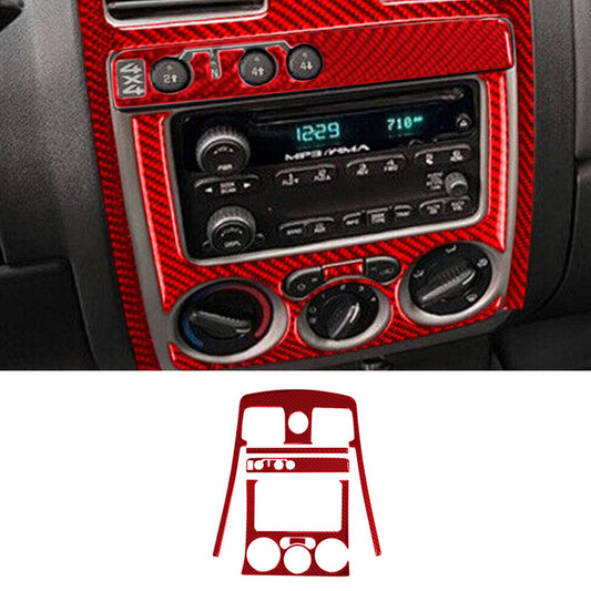 Red Carbon Fiber Radio Climate Surround(4WD) Cover For Colorado for Canyon 2005-2012