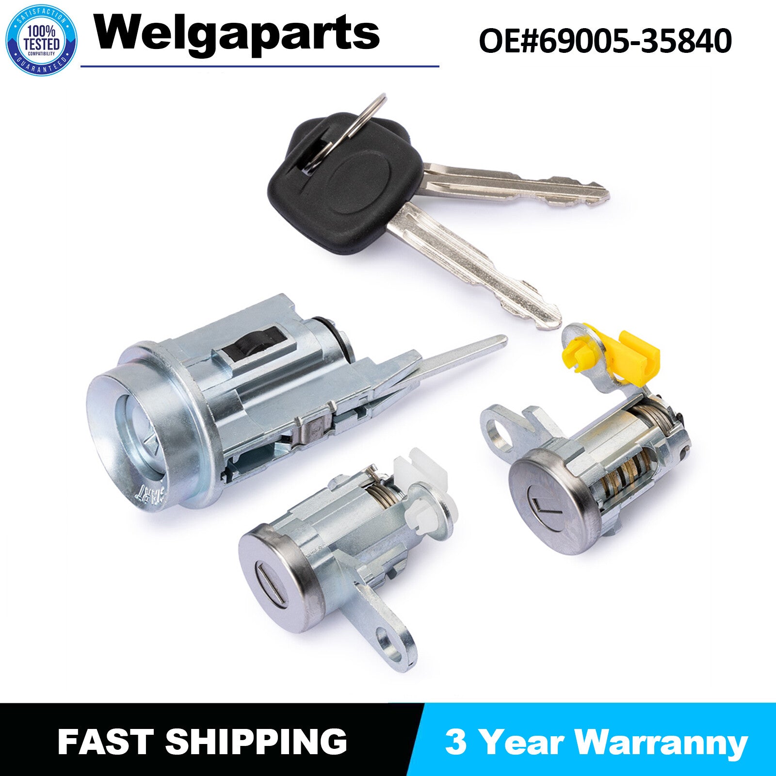 Door Lock Key Ignition Lock Cylinder Set for Toyota Tacoma Tundra W/2 Keys