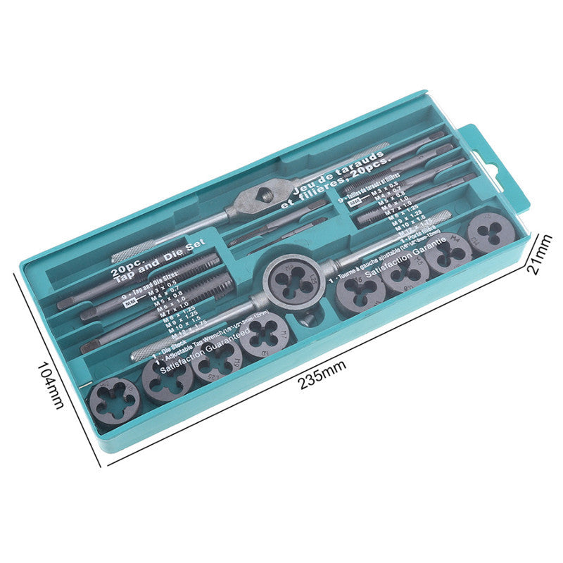 Car 20x Tool Kit Metric Adjustable Taps Dies Wrench Handle Tap Die M3-M12 Screws