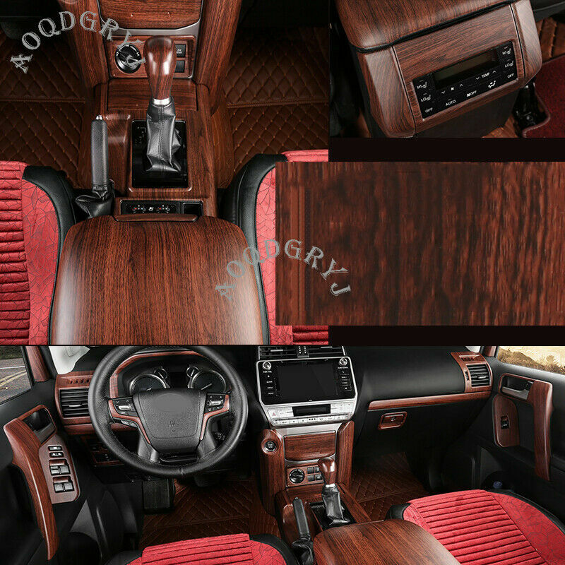 Wood Grain texture Interior Dash Trim Kit decor 44 pc for Toyota Prado 2018-2021
