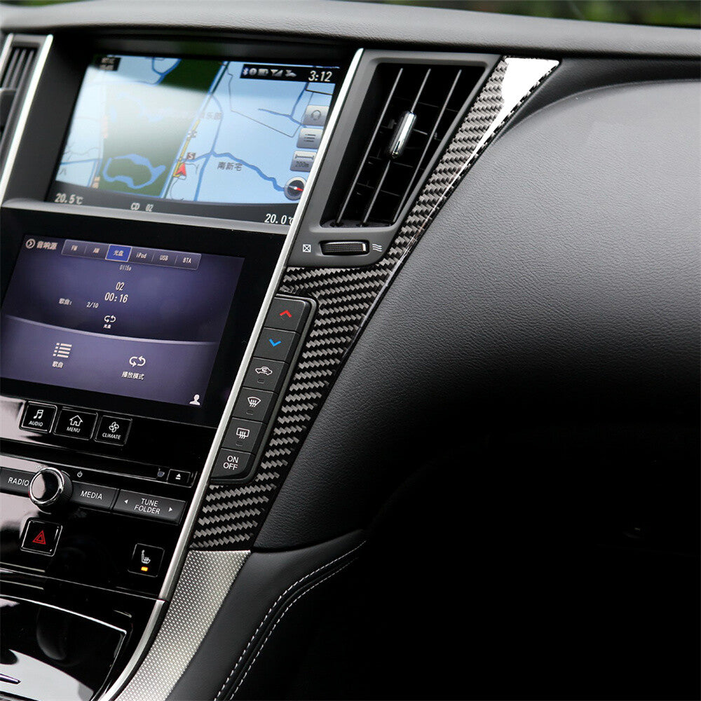 2¡ÁCarbon Fiber Central Control Side Panel Trim for Infiniti Q50 Q60 QX60 2014-22
