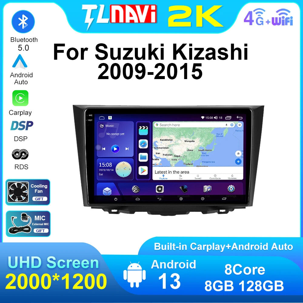 for Suzuki Kizashi 2009-2015 Android CarPlay Car Radio GPS Stereo Player Screen