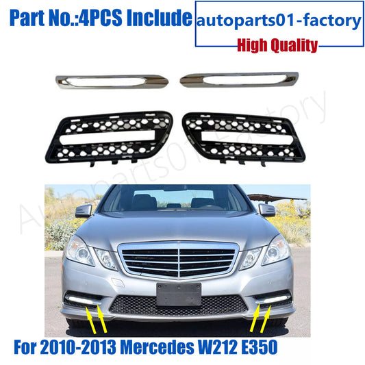 4PCS Fog Lamp Grille Trim Molding Kit Fit For 2010-2013 for Mercedes W212 E350