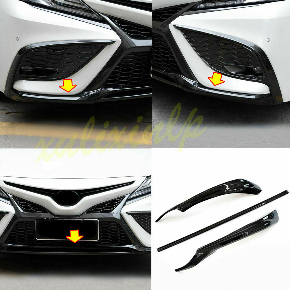 For 2021-2023 for Toyota for Camry SE XSE Piano Black Front Bumper Moulding Cover Trim