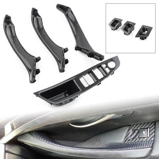7X Door Trim Pull Handle Real Leather Carbon Fiber for BMW 5 series F10 F11 F18