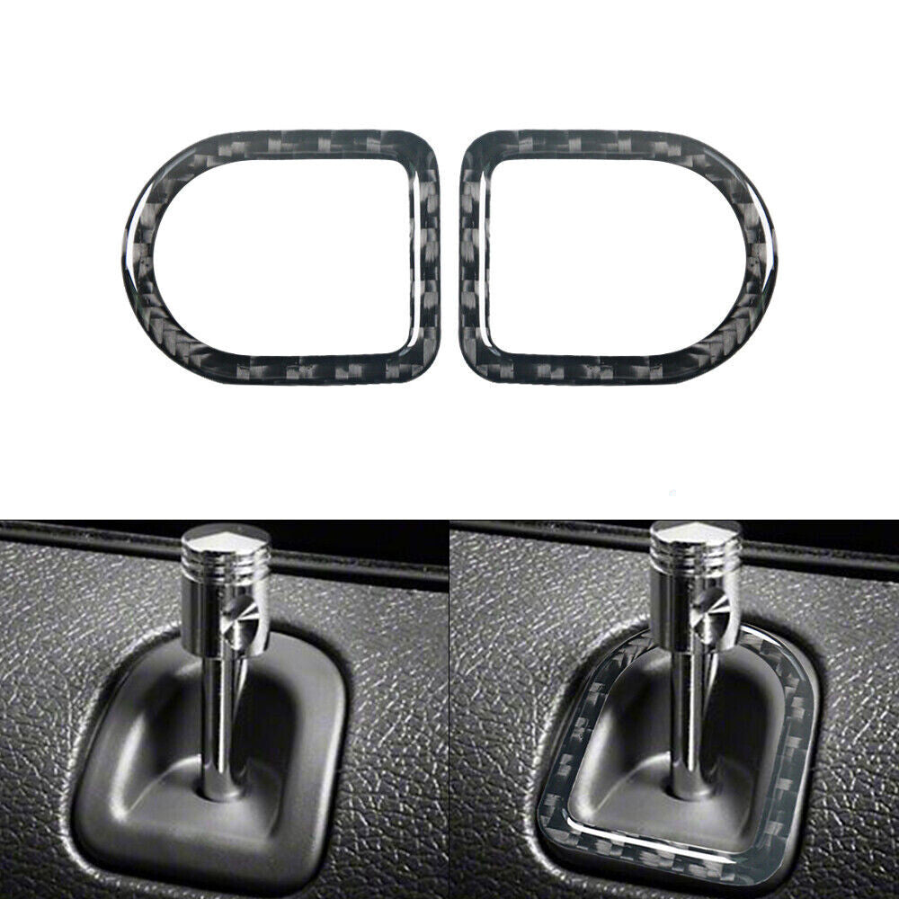 2Pcs Carbon Fiber Door Locker Decorative Cover Trim for Ford for Mustang 2005-2009