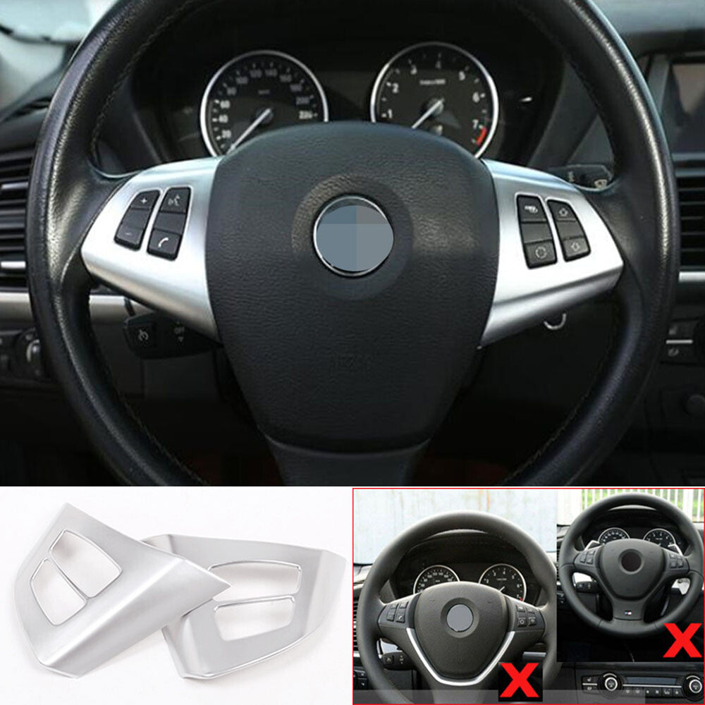2¡ÁSilver ABS Interior Steering Wheel Button Trim for BMW X5 E70 X6 E71 2008-2013