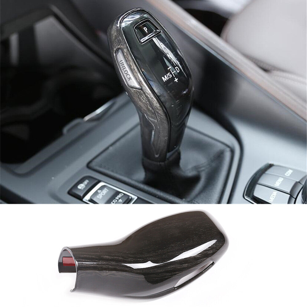 Black Wood Grain ABS Gear Shift Knob Trim for BMW X1 F48 X2 F47 1 Series 2020-21