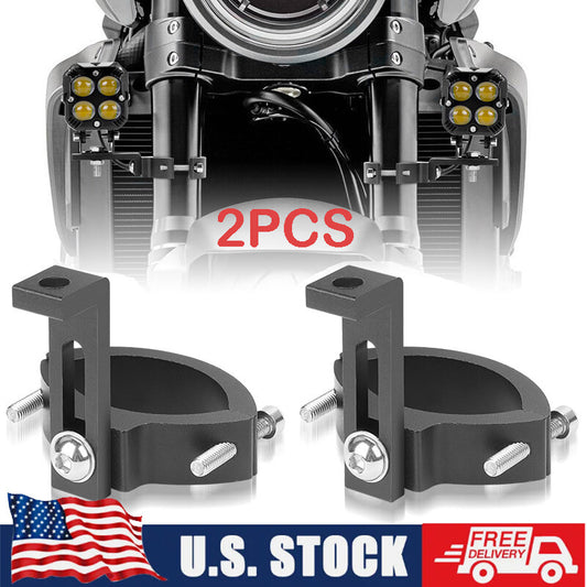 2X Motorcycle 36-60mm Mount Bracket Spot Headlight Fog Driving Fork Clamp Holder