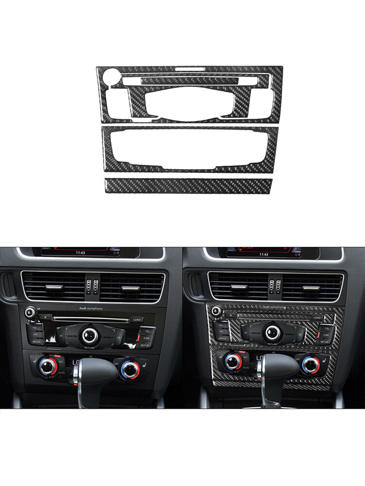5Pcs CD Player Radio Air-Con Trim Cover TYP-A Carbon Fiber for Audi Q5 2009-2017