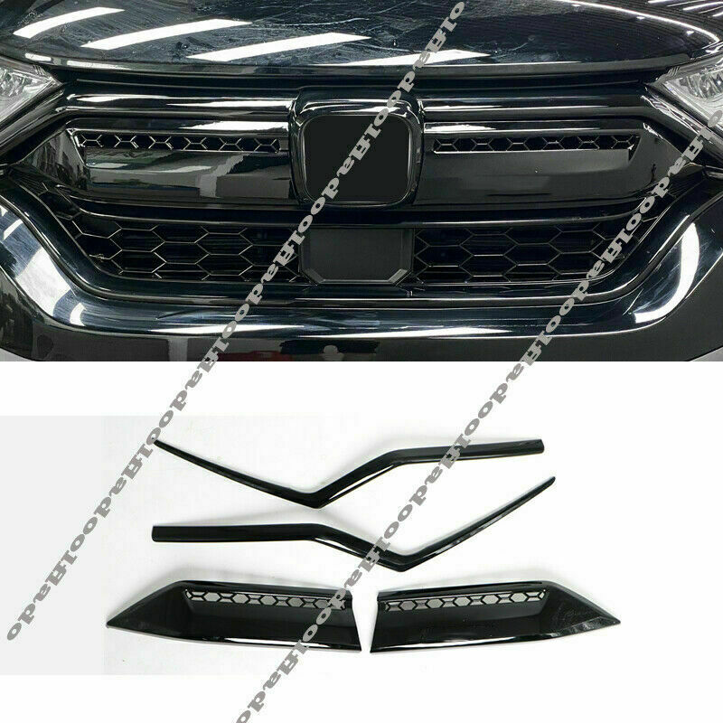 for Honda CR-V CRV 2020-2022 Glossy Black Front Grill Mesh Molding Cover Trim 4X