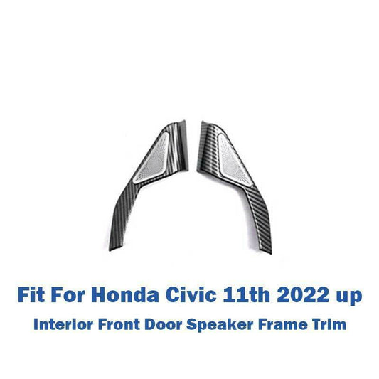 for Honda for Civic 11th 2022 Up Interior Front Door Speaker Cover Carbon Fiber Trim