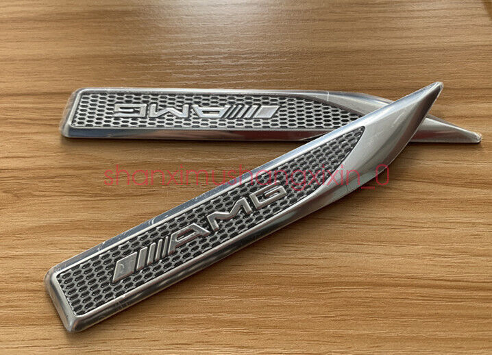 2-Pack AMG Metal Knife Badge Decals for Mercedes-Benz