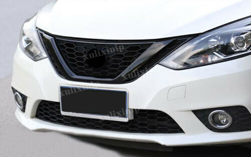 For 2016-2019 for Nissan Sentra Glossy Black Front Grille Grill+Rear Door Lid Cover