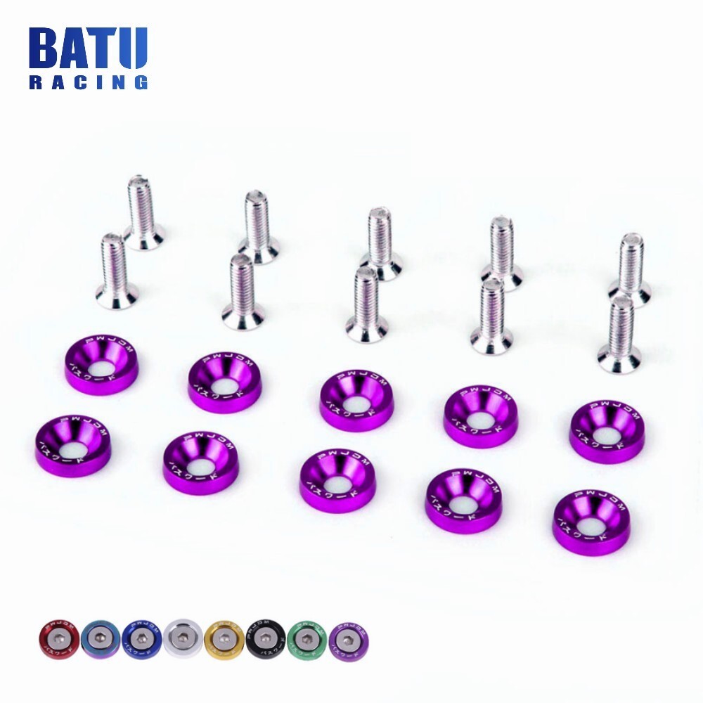 20X JDM Billet Aluminum Fender/Bumper Washer/Bolt Engine Bay Dress Up Kit Purple