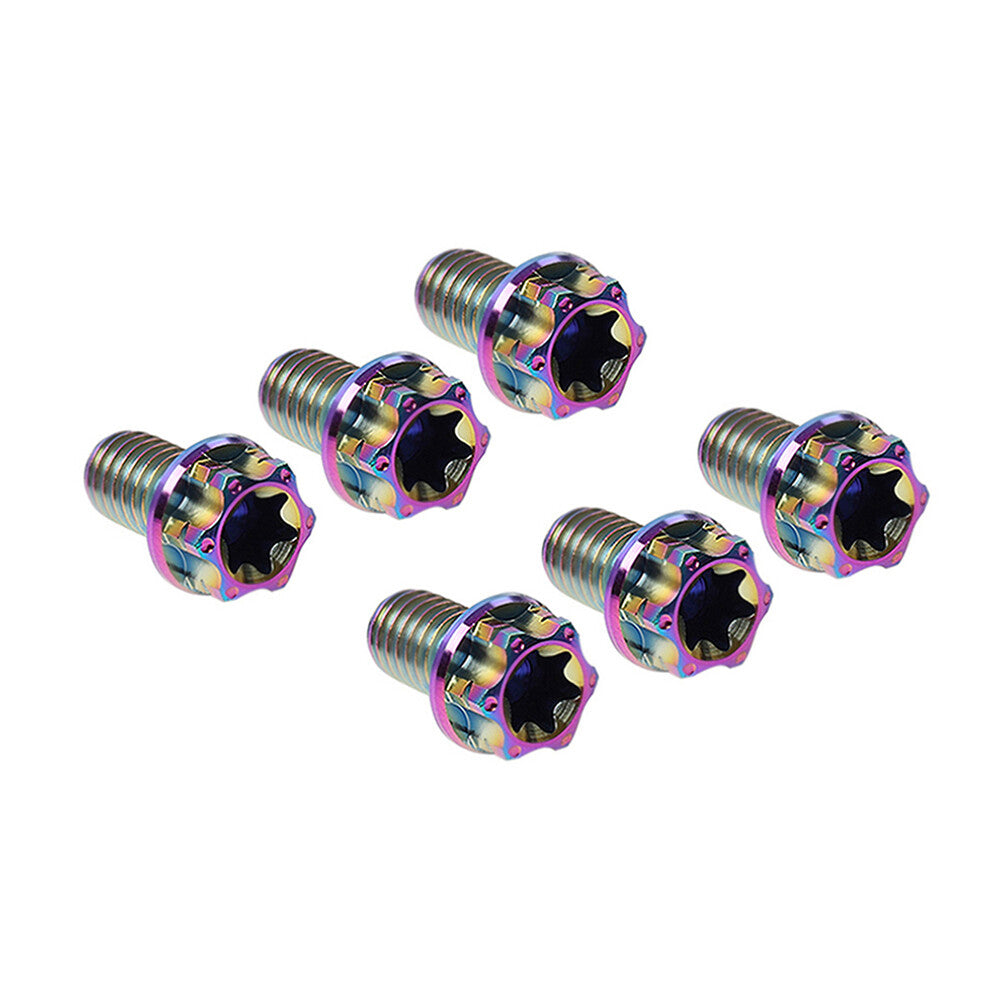 6pcs Bolts Torx Head Flange Screws M10x20mm Rainbow For Motorcycle Bike