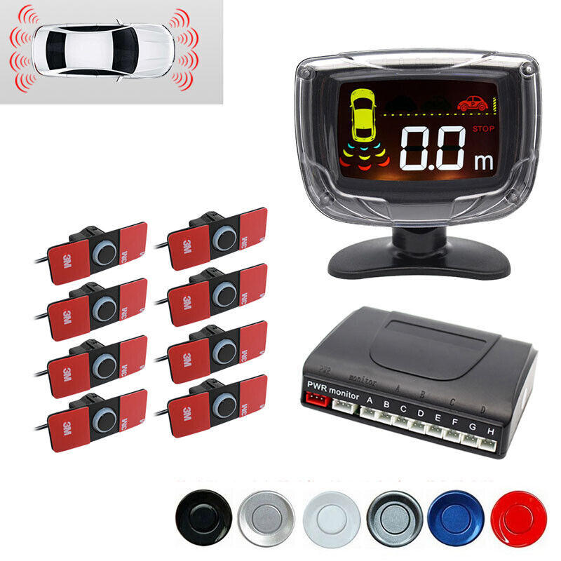 12V 8-probe parking sensor dual-core dual-LCD display car SUV alarm system kit