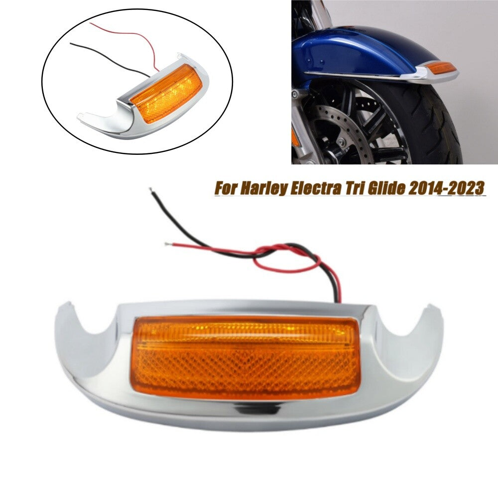 Amber Front Fender LED Tip Light Fit for Harley Touring Tri Glide FLHTCUTG 14-23