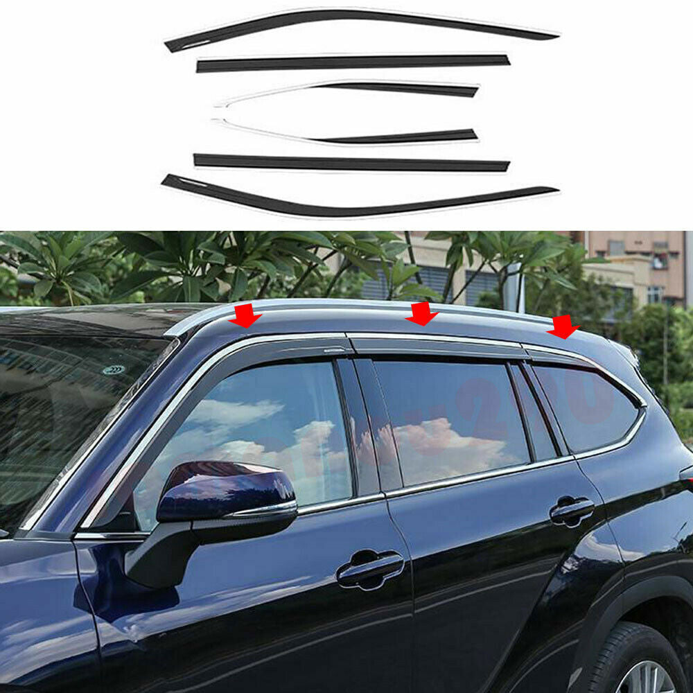 for Toyota Highlander 2020-2024 Window Visor Vent Shield Sun Rain Guard W/Chrome