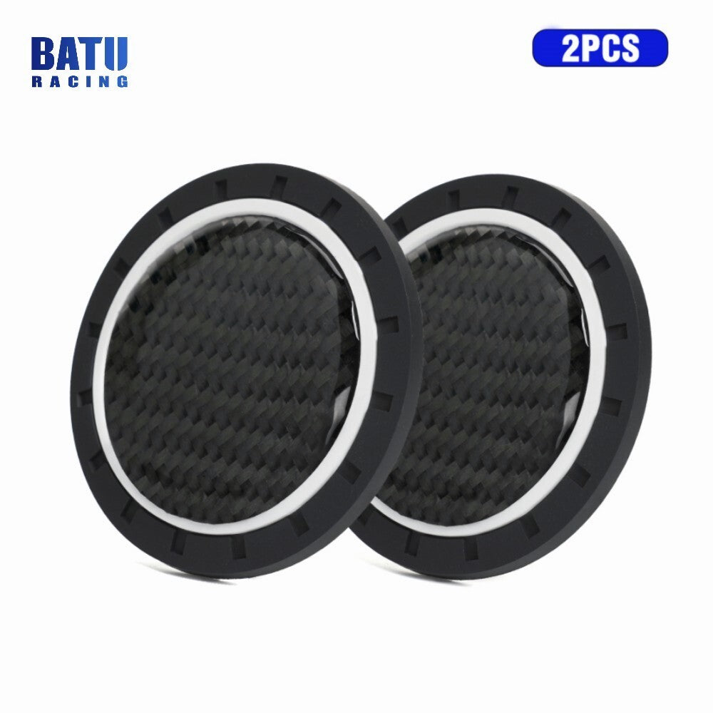 Carbon Fiber Cup Holder Pad Water Cup Slot Non-Slip Mat Car Accessories Black X2
