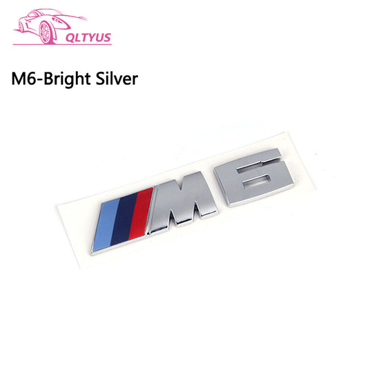 for BMW Silver Trunk Emblem M6 Small Lettering Decal Badge Set
