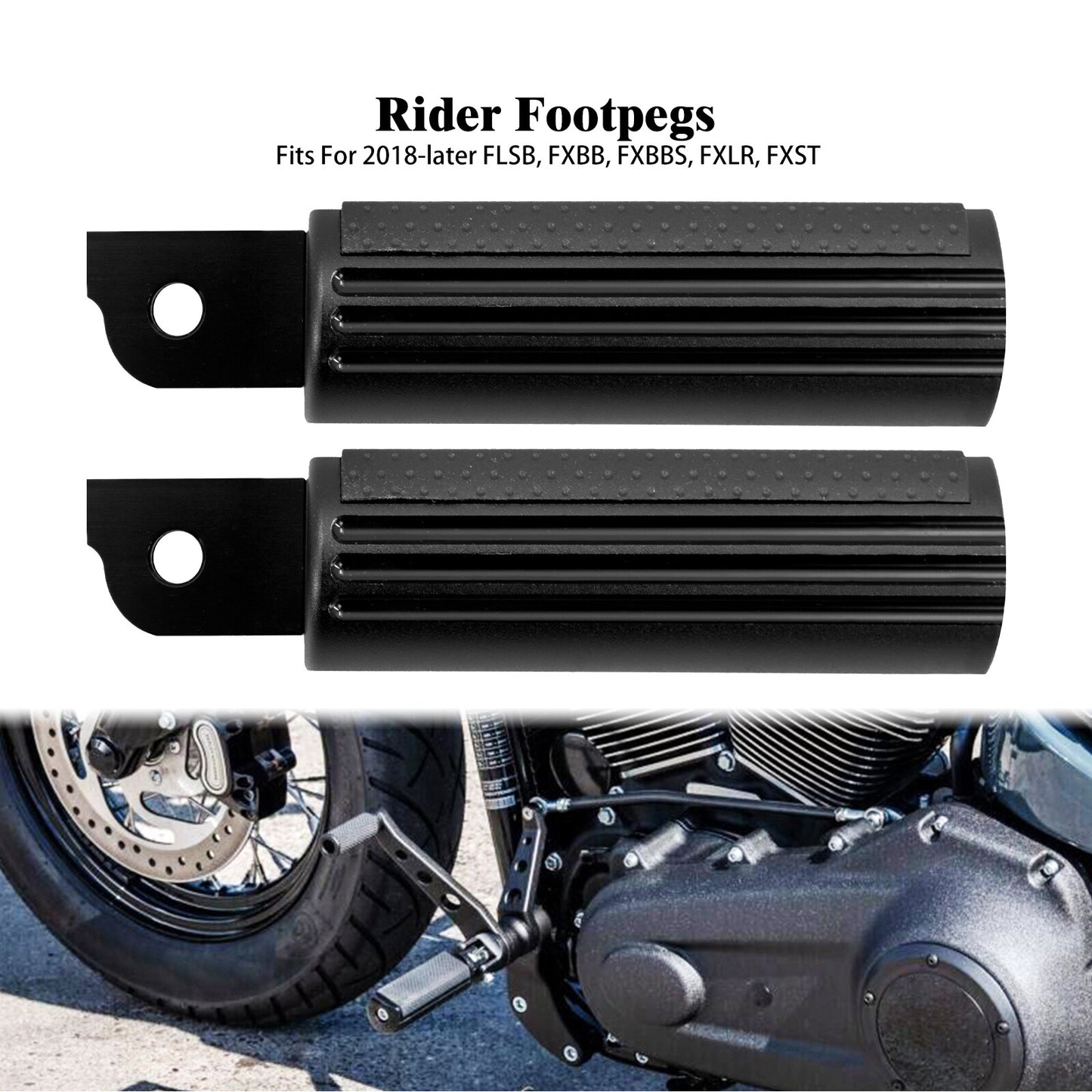 Black Non-Slip Defiance Driver Footpegs Footrests Fit for Harley Softail 2018-23