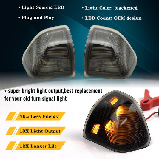 2 for Dodge for Ram 1500 2500 Smoke LED Side Mirror Turn Signal Light Amber Len Lamp
