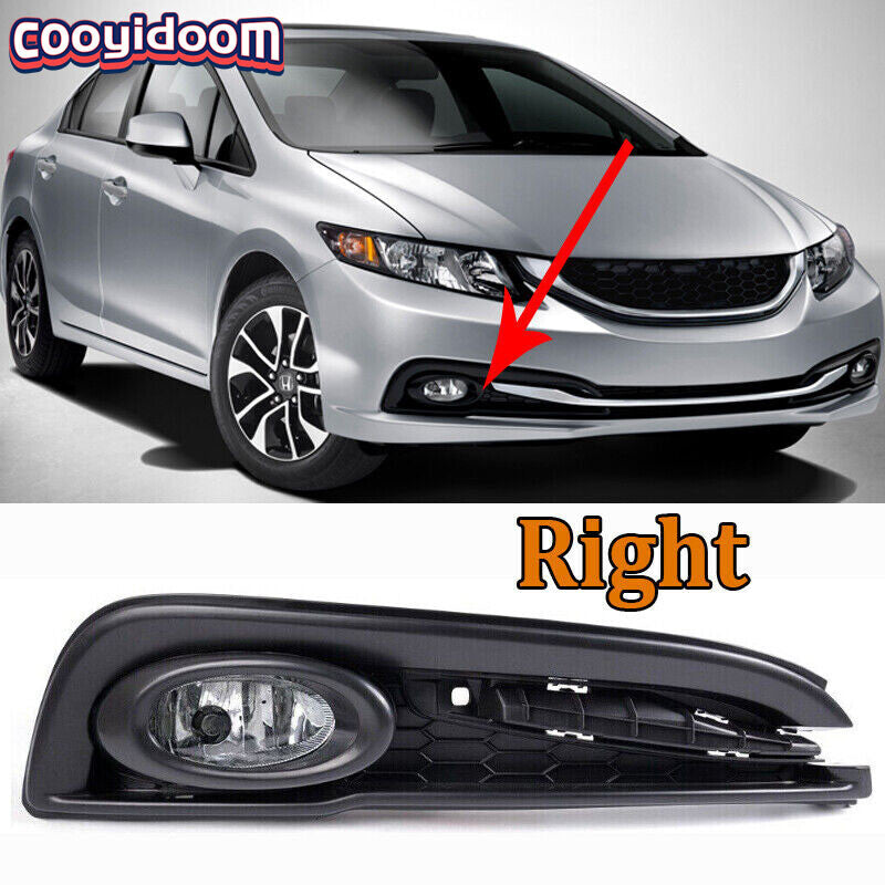 For 2013-15 for Honda for Civic Sedan Right Front Fog Lamp frame fog Lamp Semi-assembly