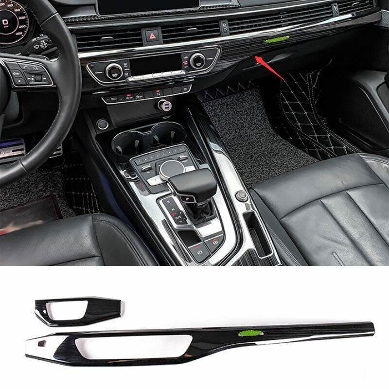 for Audi A4 A5 2017-24 Black Steel Central Console Dashboard Panel Strip Trim 2P