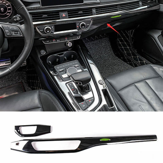 for Audi A4 A5 2017-24 Black Steel Central Console Dashboard Panel Strip Trim 2P