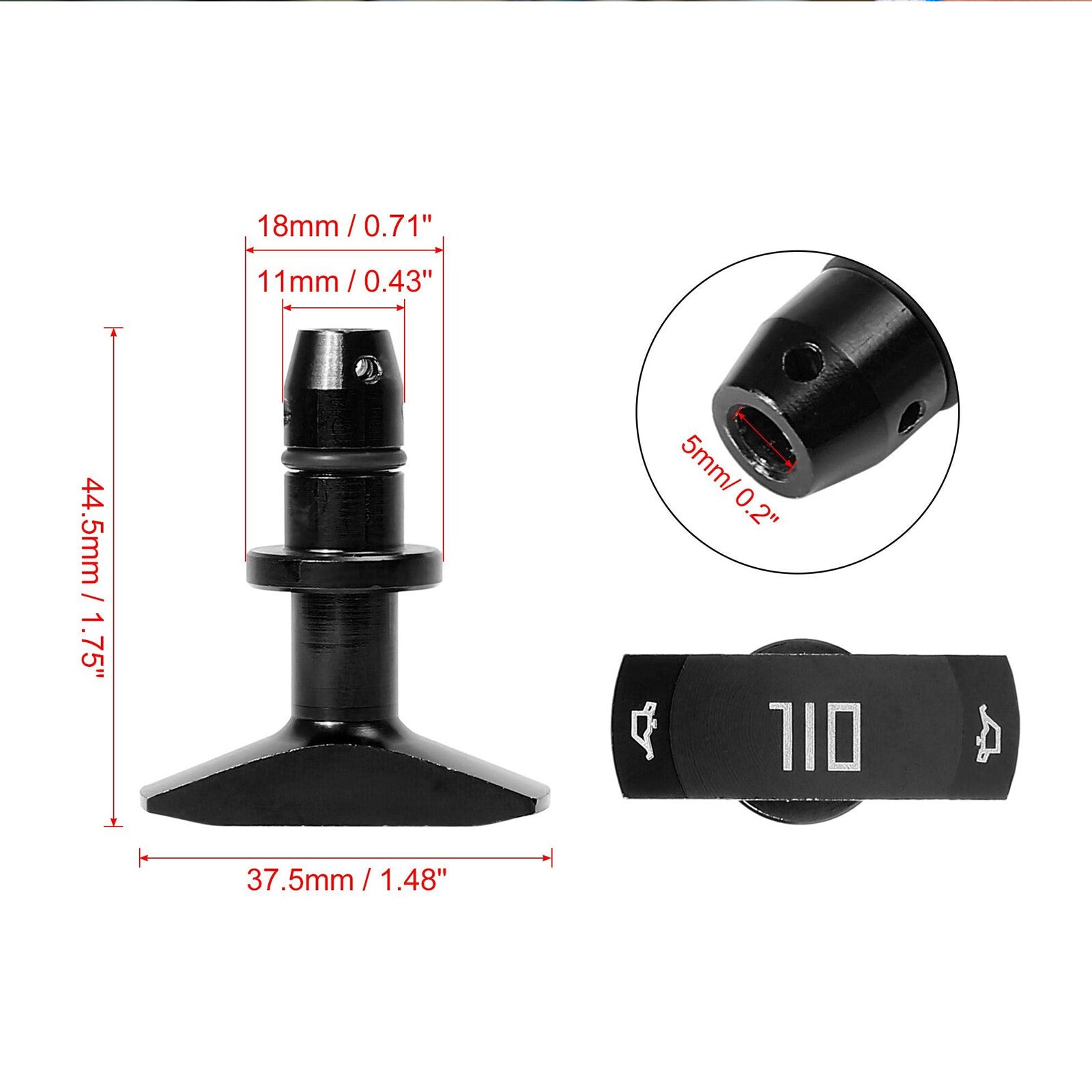 Black Billet Aluminum Oil Dipstick Handle fits MOST for Chevy , for Ford , for Dodge , for Jeep V8