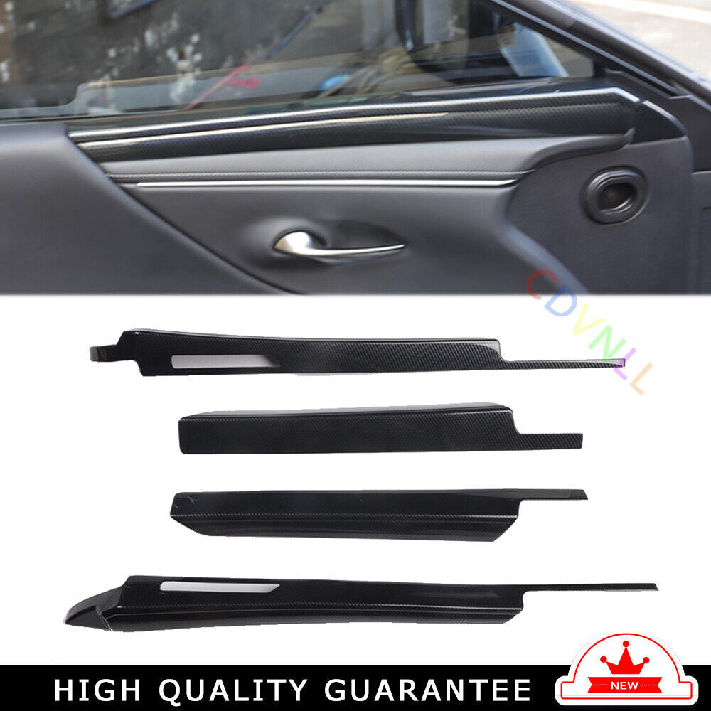 Car Inner Door Panel Cover Trim 4PCS Fit for Lexus for ES 2018-21 Black Carbon Fiber