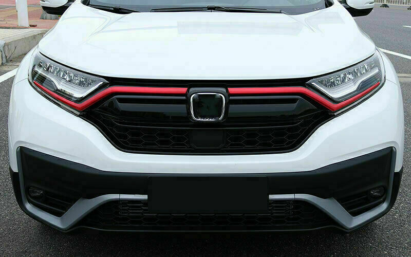 2X Red Front Central Grille Mesh Trim Molding Strip for Honda CR-V CRV 2017-2022