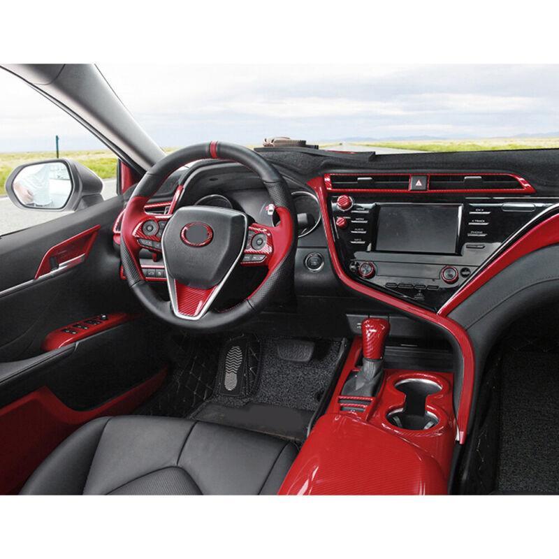 for Toyota for Camry 2018-2022 Red Carbon Fiber Front Reading Light Lamp Frame Trim