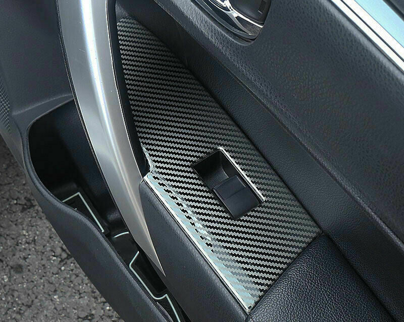 4X for Toyota for Corolla 2014-2018 Carbon Fiber Window Lift Switch Panel Cover Trim
