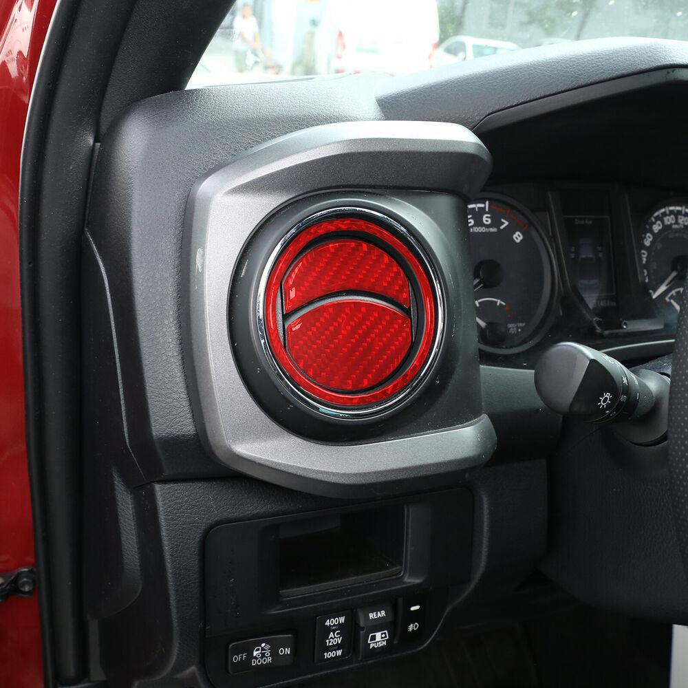 Red Carbon Fiber Center Console Air Vent Frame Trim for Toyota Tacoma 2015-2022