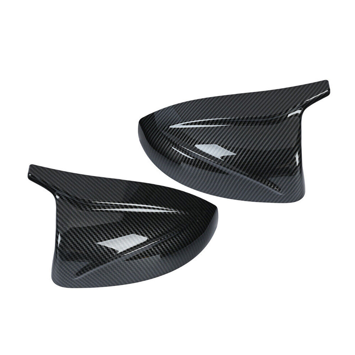 A pair of carbon fiber side mirror caps for 2014-2020 for Audi A3 S3 with lane assist.