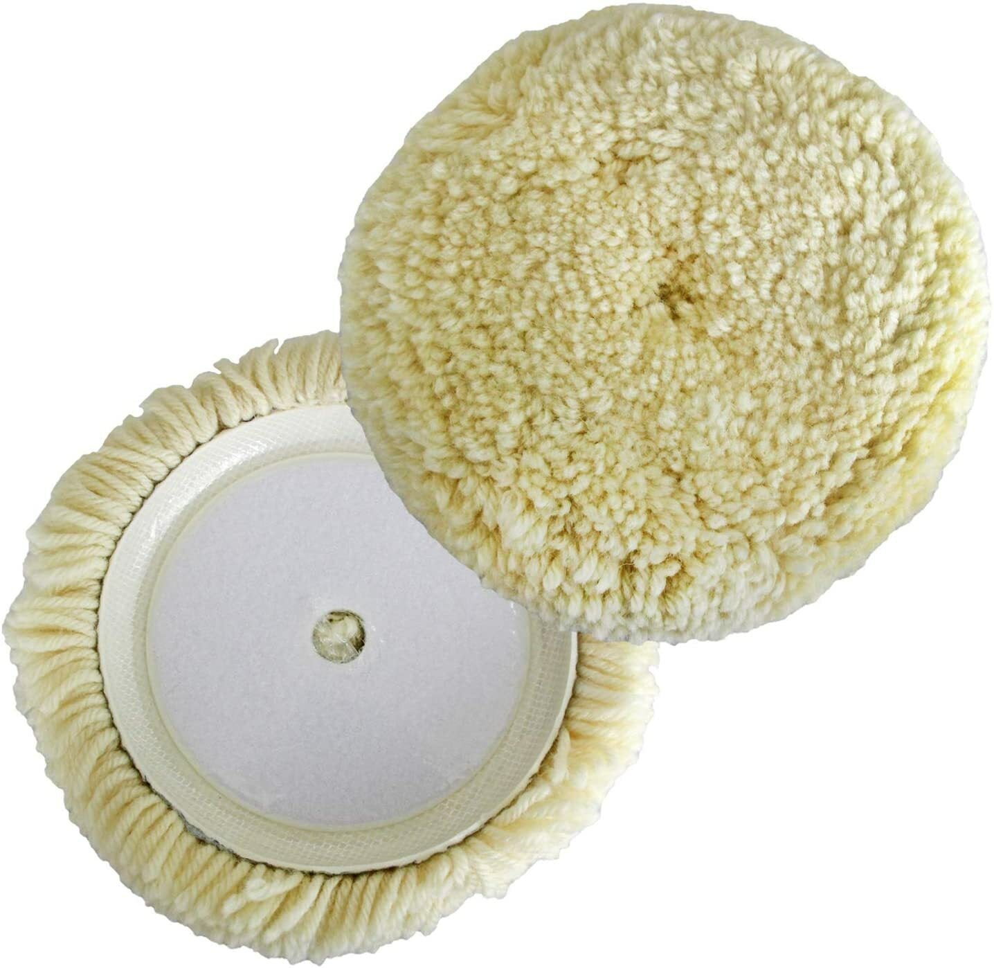3-inch 4-pack wool polishing pads, pure wool polishing pads with hooks and loops for automotive use.